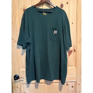 Carhartt Mens K87 Pocket T-Shirt 2XL Green‎ Short Sleeve Original Fit Work Tee